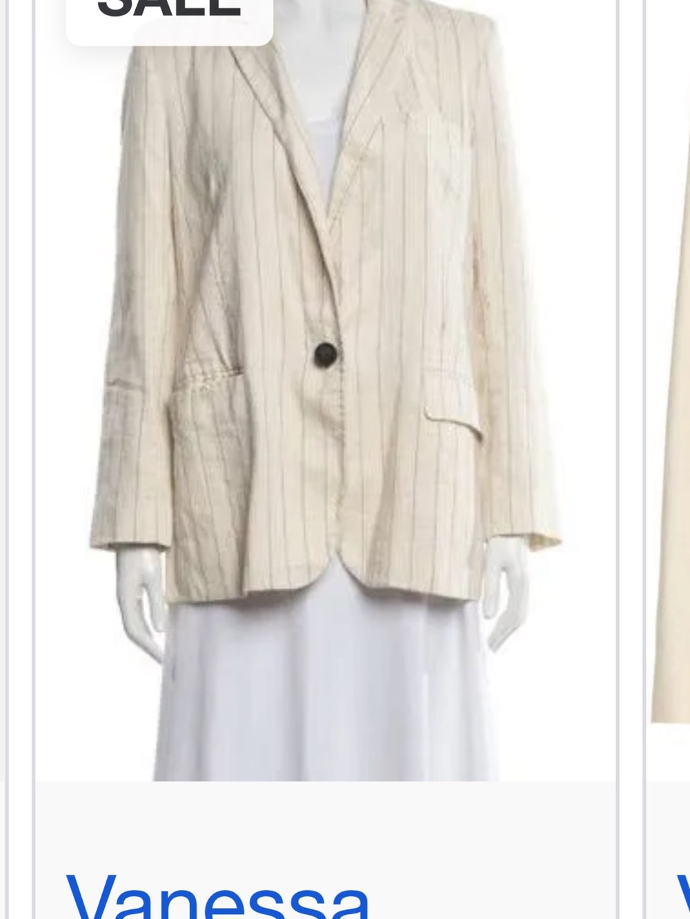 Vanessa Bruno Cream Pinstripe Single-Button Blazer